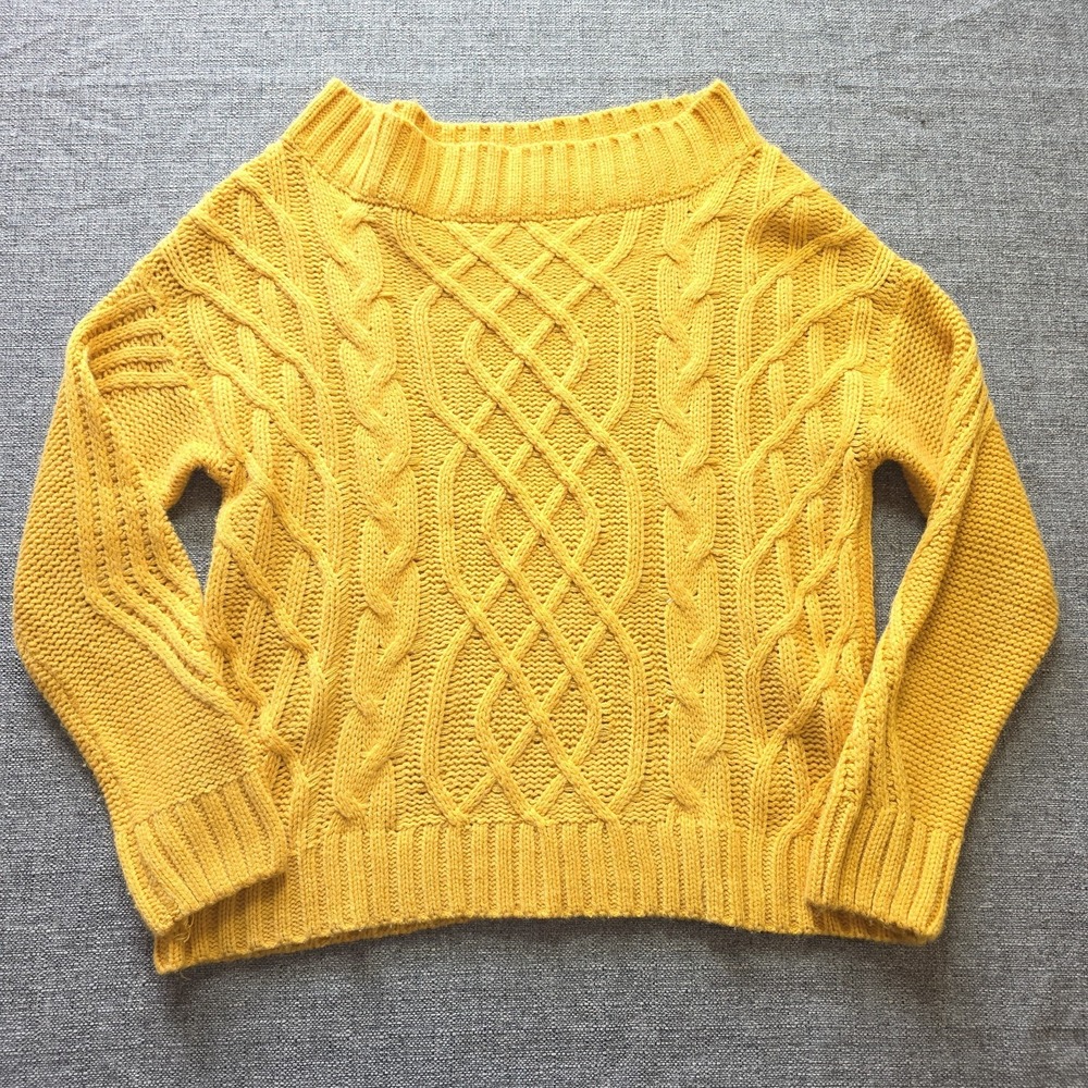 Addictive Apparel Ember Sweater Cable Knit Womens Mustard Yellow Medium